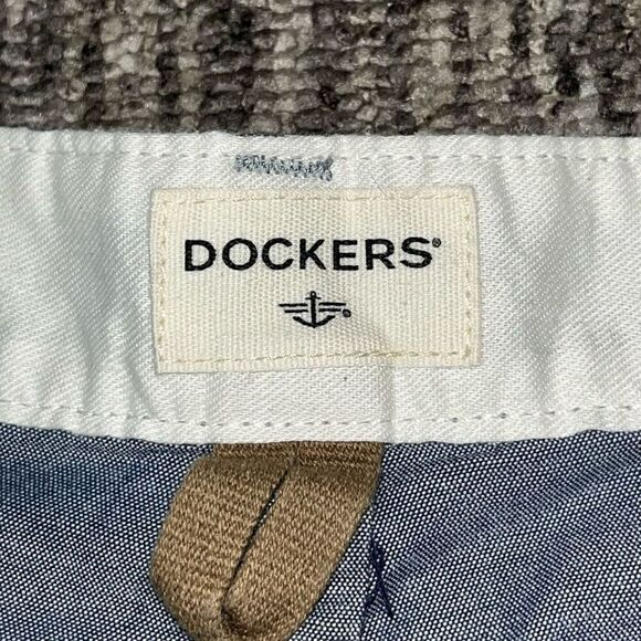 Dockers Mens 2XL Nautical Anchor Print Chino Shorts Blue White Zip Fly‎ Stretch - Picture 2 of 8